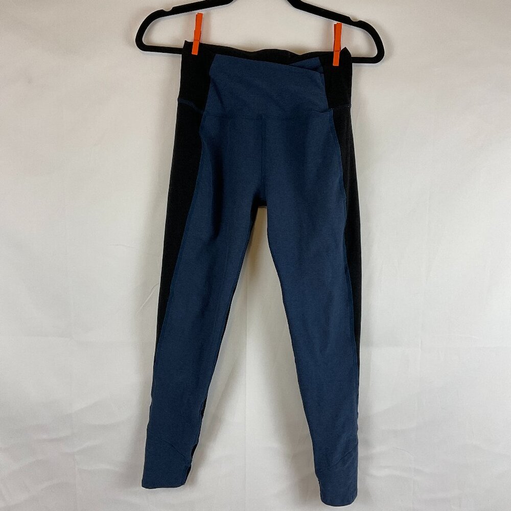 Beyond Yoga Leggings S Blue Black Color Block Crossover Waistband Cropped